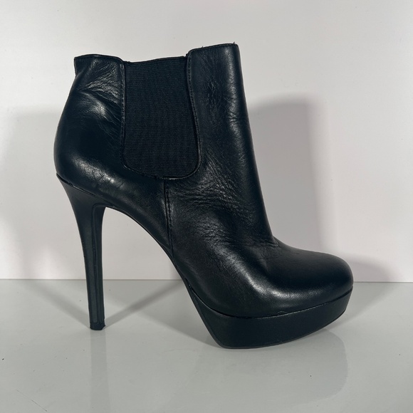 Leather Platform Stiletto Booties - Picture 13 of 14
